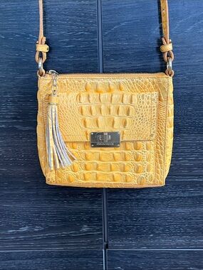 Brahmin Mango Yellow Croc Embossed Leather Bag